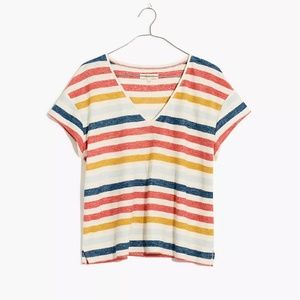 Madewell Skyline V-Neck Tee in Jay Stripe